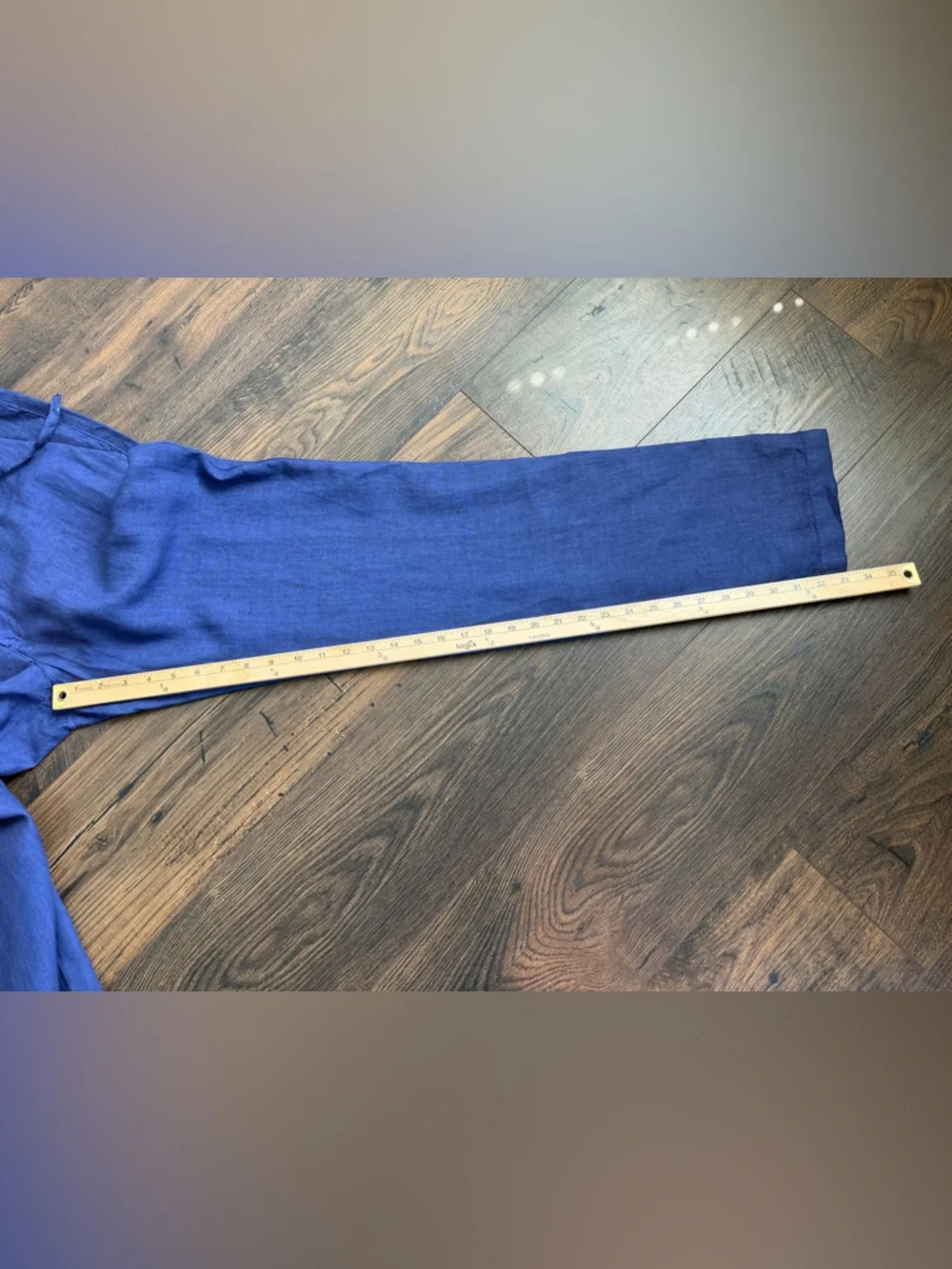 120% Lino Men’s Drawstring Linen Pants Blue Size 48/M